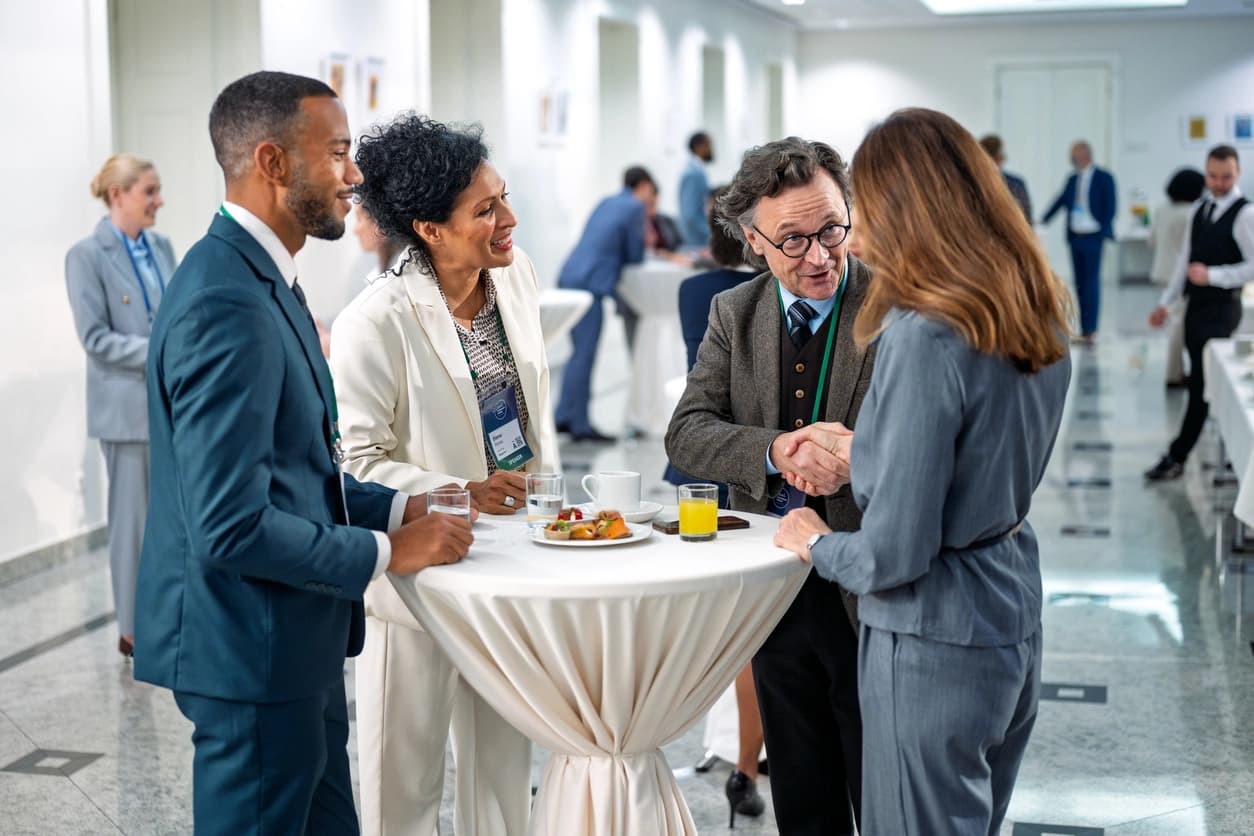 Event organizers networking at a Hofwams event