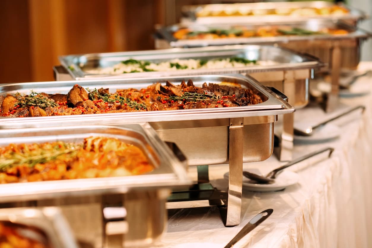 Catered buffet prepared for an event