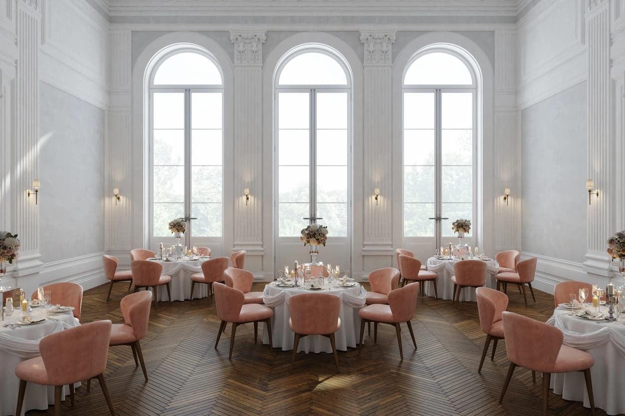 Elegant venue arranged for a formal event